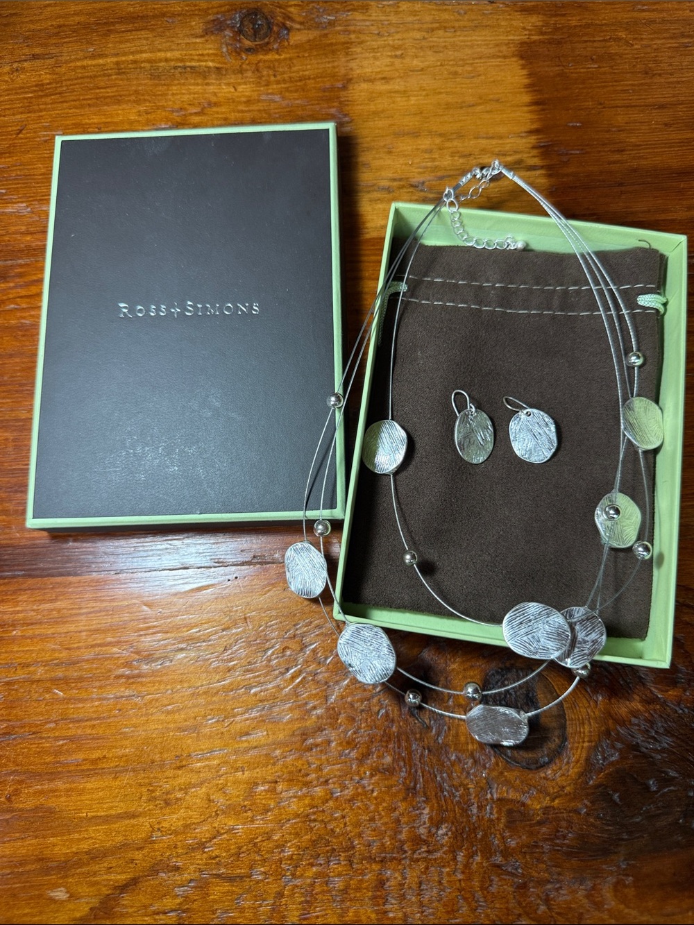 🌿Ross-Simons Sterling Silver Triple Strand layered Necklace w/Matching Earrings